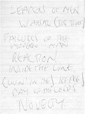 Pip's Set list