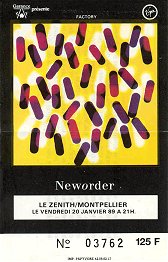 New Order Montpellier Znith 1989 ticket