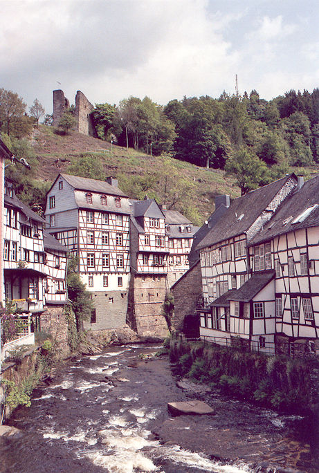 Half-timbered houses along the Rur river