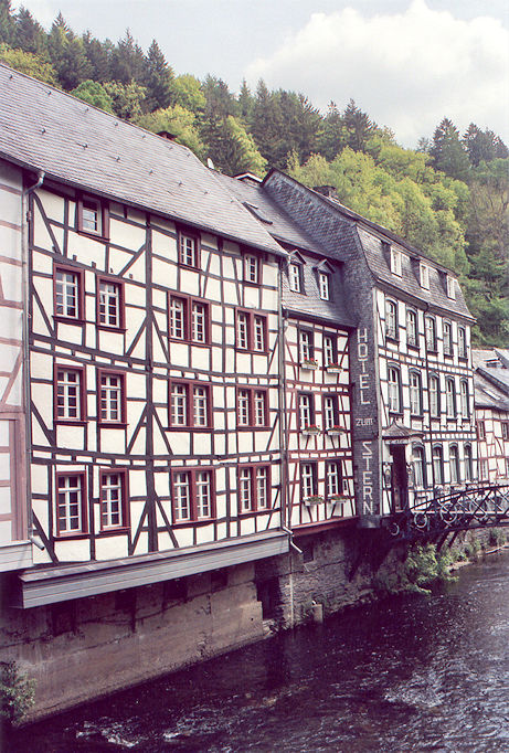 Half-timbered houses along the Rur river