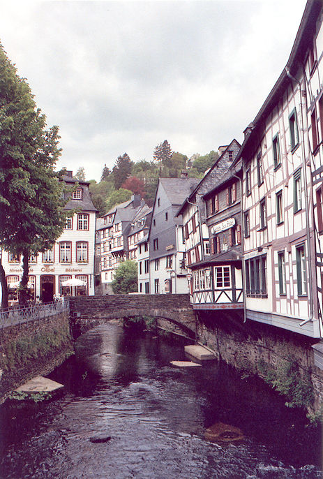 Half-timbered houses along the Rur river