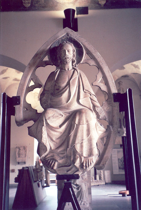 Christ sculpture in mandorla