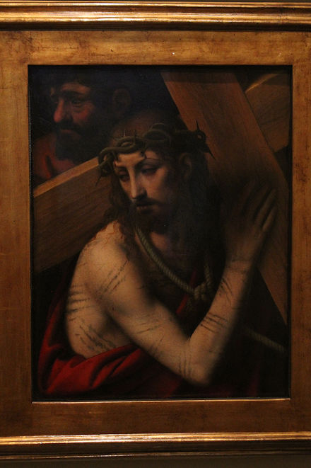 A Bernardino Luini painting of Christ, part of a diptych