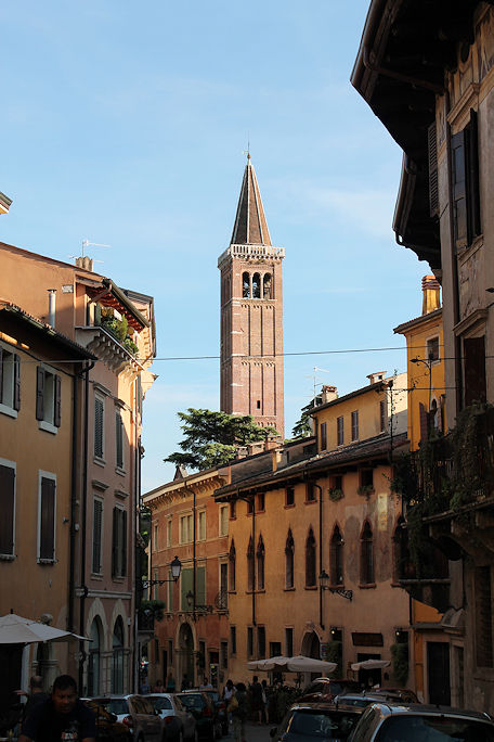 Via Ponte Pietra with Santa Anastasia Basilica campanile