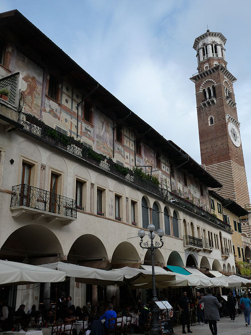 Piazza delle Erbe, with Case Mazzanti & Torre dei Lamberti