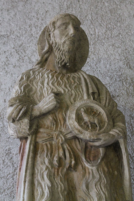 Gothic sculpture of Saint John the Baptist, by the Maestro di Sant'Anastasia (detail)