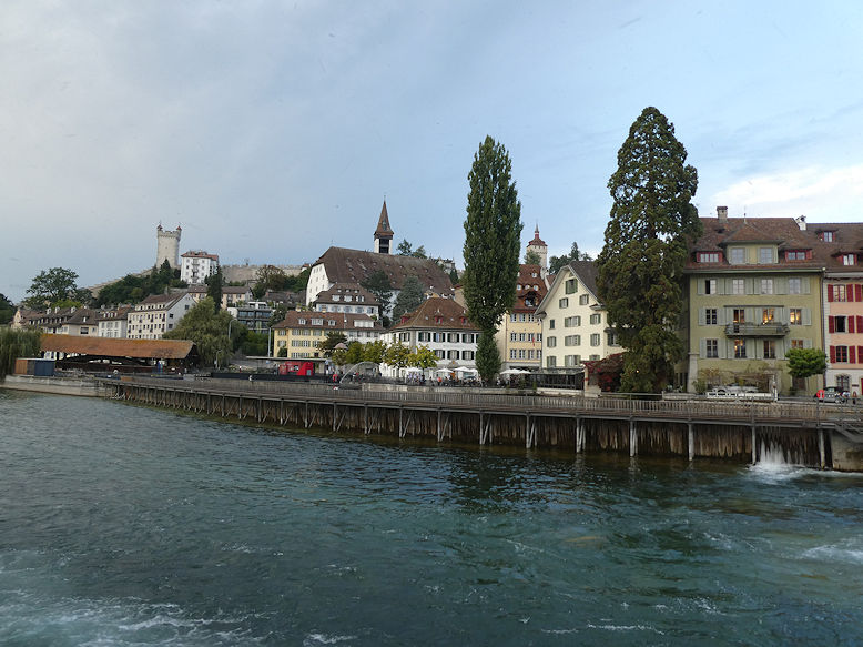 Reuss & Museggmauer in the distance, viewed from Reusssteg by Burgerstrasse