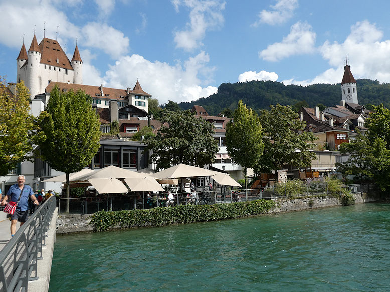 View from Bällizbrücke over the river Aare with Castle & Church