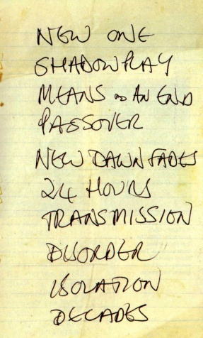 Birmingham University Set list