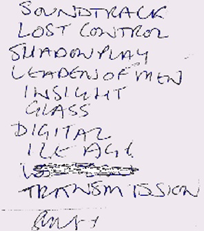 The Marquee Set list