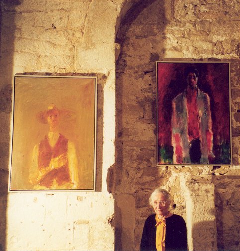 Malaucène 2000 Anita Shahda with paintings on display